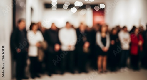 Blurry group photo of people in a room