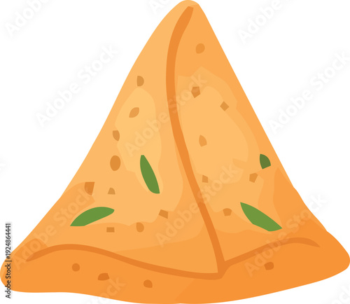 Delicious samosa with green chutney filling illustration