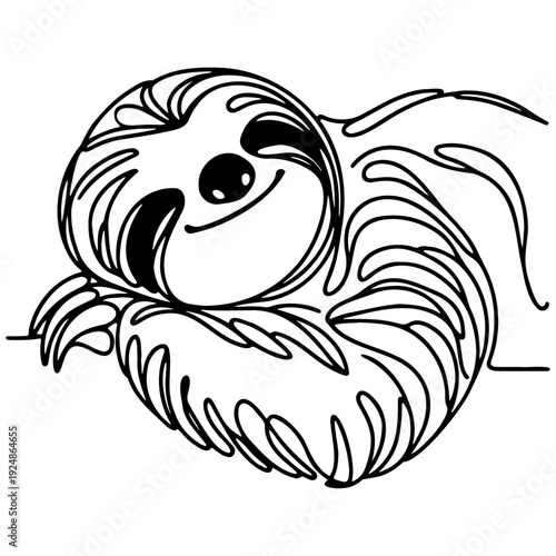 Sloth Line Art.