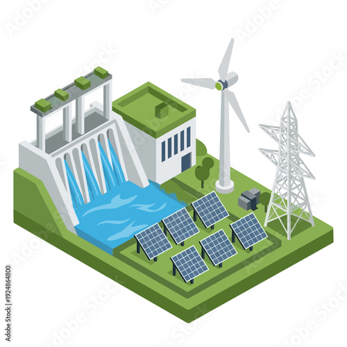 Sustainable Energy Generation with Hydroelectric Dam and Renewable Sources.