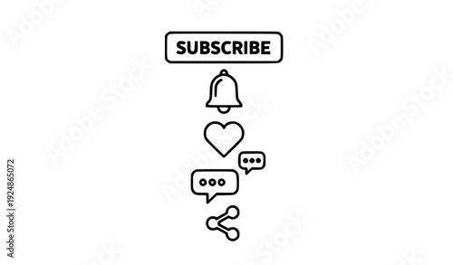 Social Media Engagement Icons Subscribe Bell Like Comment Share Vertical Vector
