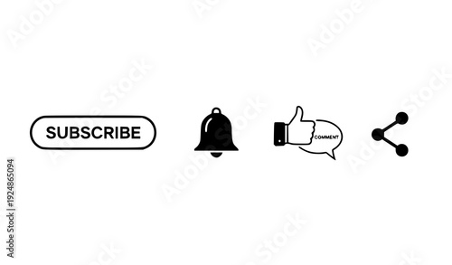 Like Comment Share and Subscribe Button Icons Flat Social Media Vector Set on White