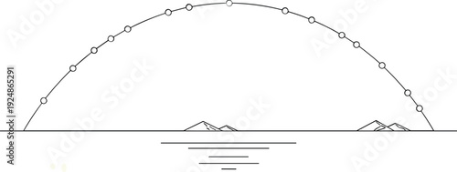 Swing Silhouettes Vintage Illustration on Beach and Park with Rope and Sky Pattern