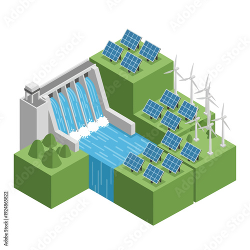 Sustainable Energy Generation with Hydroelectric Dam and Renewable Sources.