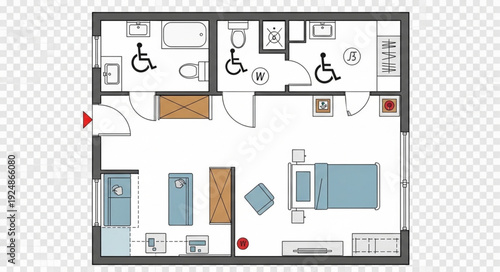 Detailed architectural floor plan showcasing accessible design for comfortable living spaces.