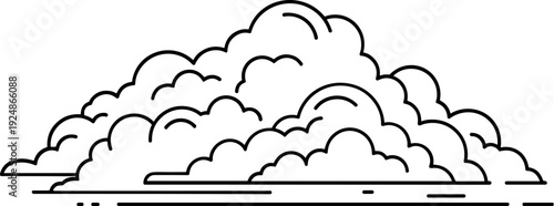 Fountain and Waterfall in Mountains Vector Illustration with Clouds and Sun Design