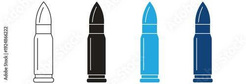 Bullet weapon icon set. Weapon ammo sign, Gun bullet icon simple sign isolated on white background. Vector illustration.