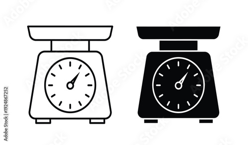 Two kitchen scales with clock faces on for cooking and baking