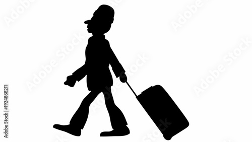 Businessman walking with luggage in modern travel