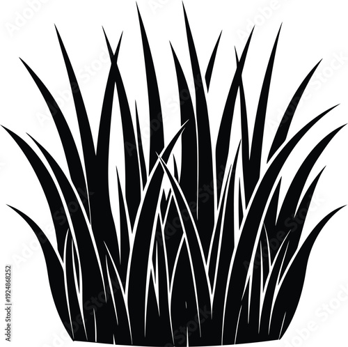 Minimalist black silhouette of grass blades vector