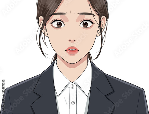 Pixel Art Woman in Dark Suit White Shirt Surprised Expression Isolated