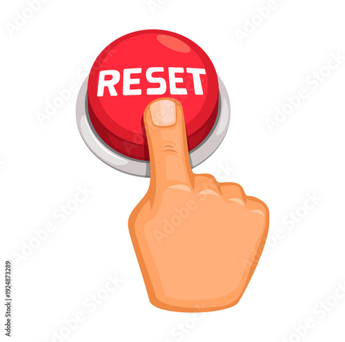 Hand Pressing Reset Button Illustration Vector