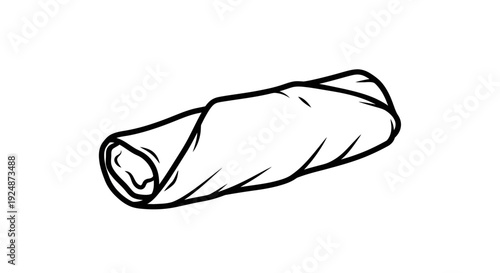 Hand Drawn Line Art Egg Roll or Spring Roll Icon