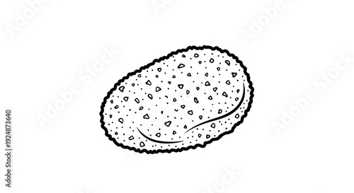 Hand-drawn illustration of a single potato chip on a white background