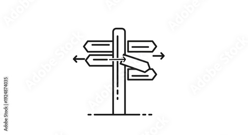 Directional Signpost with Multiple Arrows Pointing Different Ways, Decision Making Concept