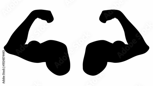 Strong muscular arms flexing biceps in powerful pose