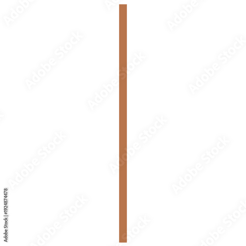 Single vertical wooden pole isolated on background representing structural support element, market stall component, and construction material illustration.