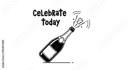 Celebrate Today Champagne Bottle Pop Cork Champagne Cork Flying Out Celebration