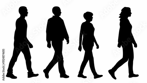People walking in different directions and styles