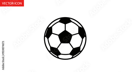 Classic Soccer Ball Icon: Black and White Pentagons and Hexagons Design