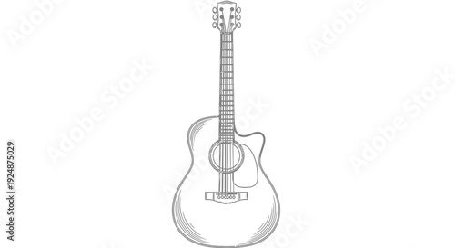 Acoustic Guitar Sketch - Hand-Drawn Musical Instrument Illustration