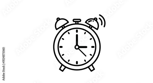 Alarm Clock Icon, Ringing Bell, Time Reminder, Wake Up Call, Simple Vector Illustration