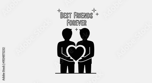 Best Friends Forever Silhouettes Holding Heart Symbol