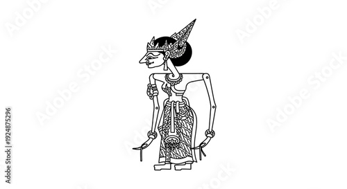 Traditional Javanese Wayang Kulit Puppet, Shadow Play Character, Indonesian Culture