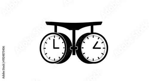 Two clocks on scales, symbolizing time management, balance, and deadlines