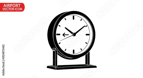 Vintage Airport Clock Icon, Retro Timepiece, Travel Schedule, Departure Board
