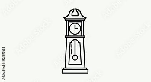 Vintage Grandfather Clock Icon, Timeless Elegance, Classic Timepiece Illustration