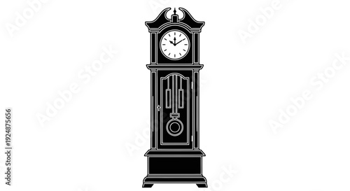 Vintage Grandfather Clock Silhouette, Classic Timepiece, Antique Furniture, Elegant Design