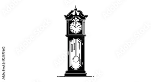 Vintage Grandfather Clock Silhouette, Timeless Elegance, Classic Timepiece