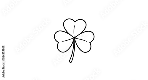 Simple Shamrock Outline Drawing, Lucky Clover Symbol, St. Patrick's Day Icon