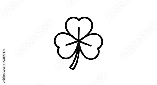 Simple Shamrock Icon Outline, Lucky Clover Symbol, St. Patrick's Day Graphic Element