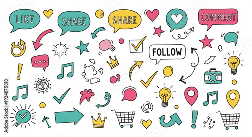 Social Media Icons and Symbols Collection.