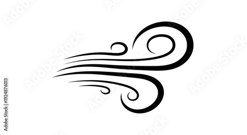 Abstract Swirls of Wind or Smoke on White Background
