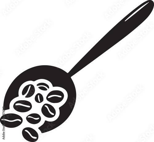 A spoon filled with coffee beans, illustrating a passion for brewing and enjoying coffee