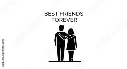 Best Friends Forever: Two Silhouettes Embracing, Symbolizing Friendship and Unity