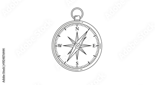 Vintage Compass Rose Nautical Navigation Tool Drawing