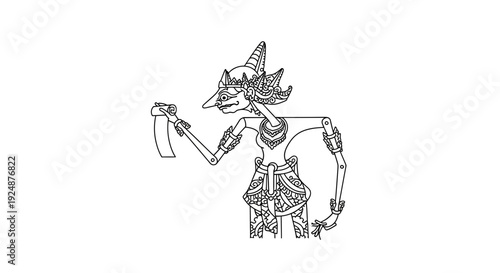 Traditional Indonesian Wayang Kulit Puppet, Javanese Shadow Puppet Art, Cultural Performance