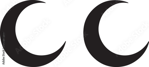 Double crescent moon icons representing islamic lunar phases and celestial night sky elements