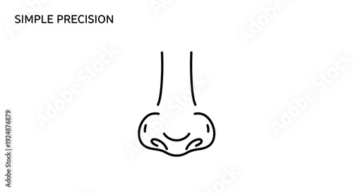Simple Line Drawing of a Human Nose, Minimalist Medical Illustration