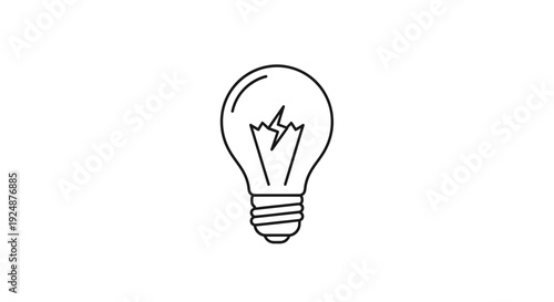 Simple line drawing of a light bulb with a glowing filament, symbolizing ideas and innovation.