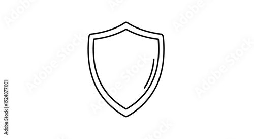 Simple Shield Icon Outline, Security and Protection Symbol, Vector Graphic