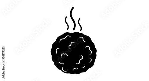 Steaming Meatball Icon, Hot Food Symbol, Delicious Meal Graphic
