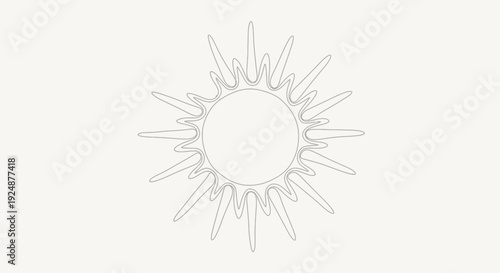 Minimalist Sun Icon Outline, Abstract Celestial Body, Simple Solar Symbol