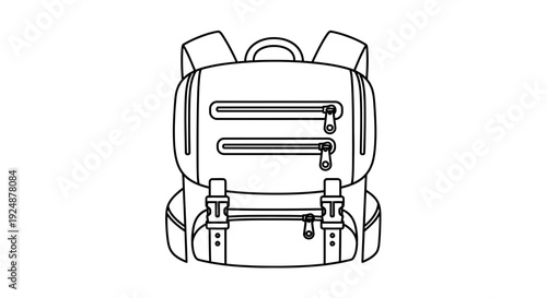 Minimalist Backpack Outline Icon - Simple Vector Illustration of a Travel Bag