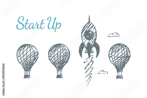 Startup Launch - Rocket Rising Above Competition