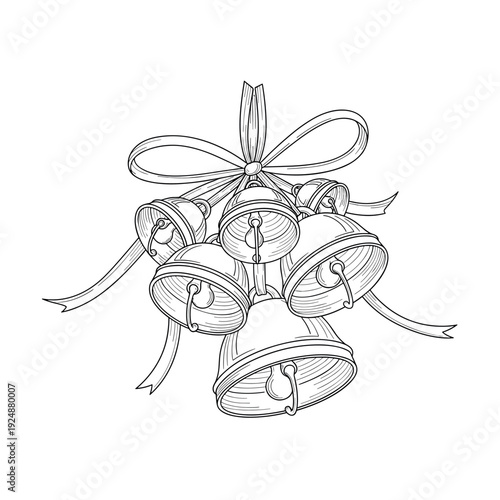 hand drawn vector illustration of christmas bells